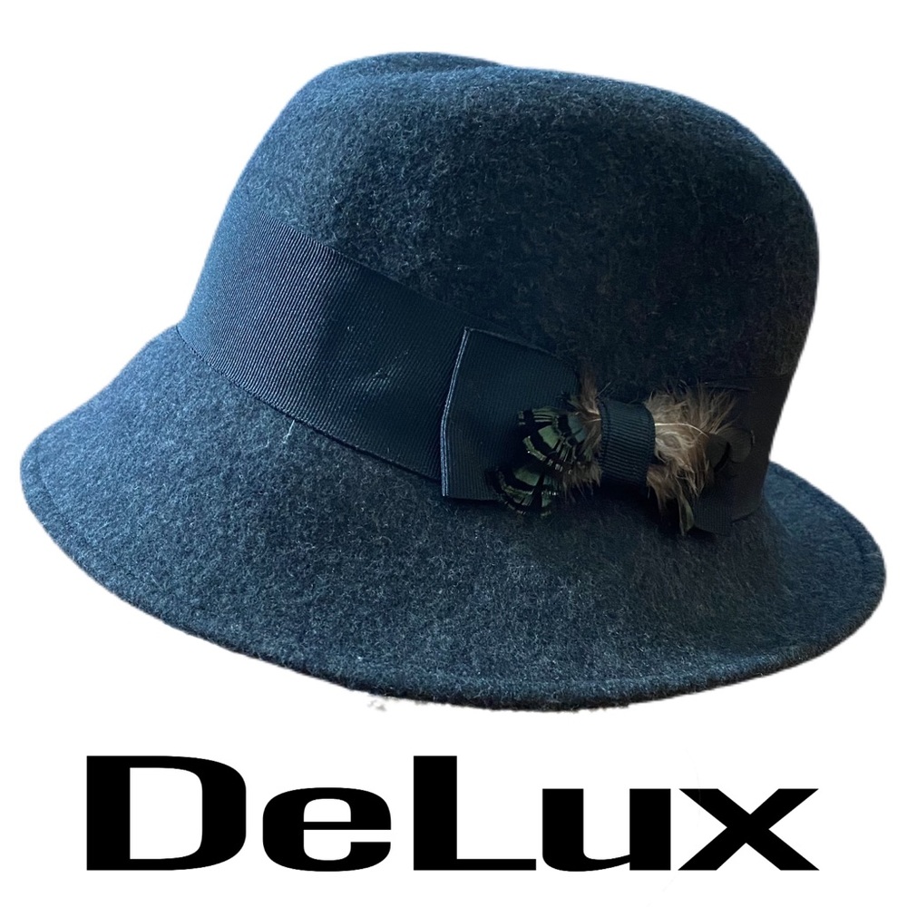 Delux Gray 100% Wool Hat Unisex Size 57cm